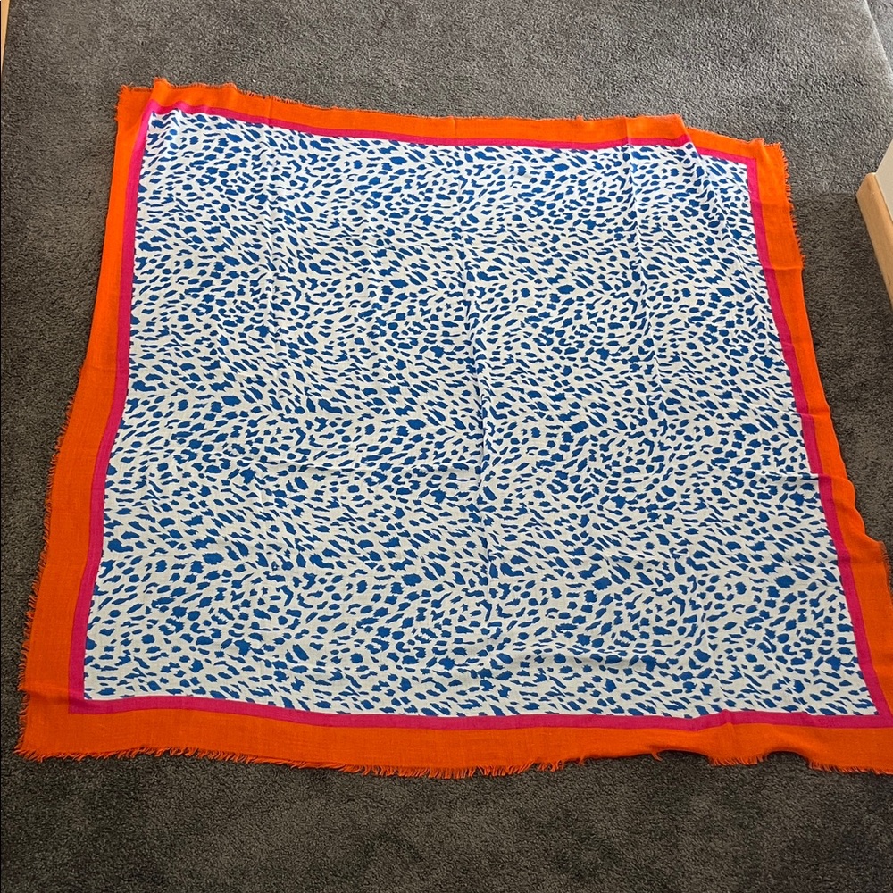Vibrant Orange and Blue Animal Print Scarf